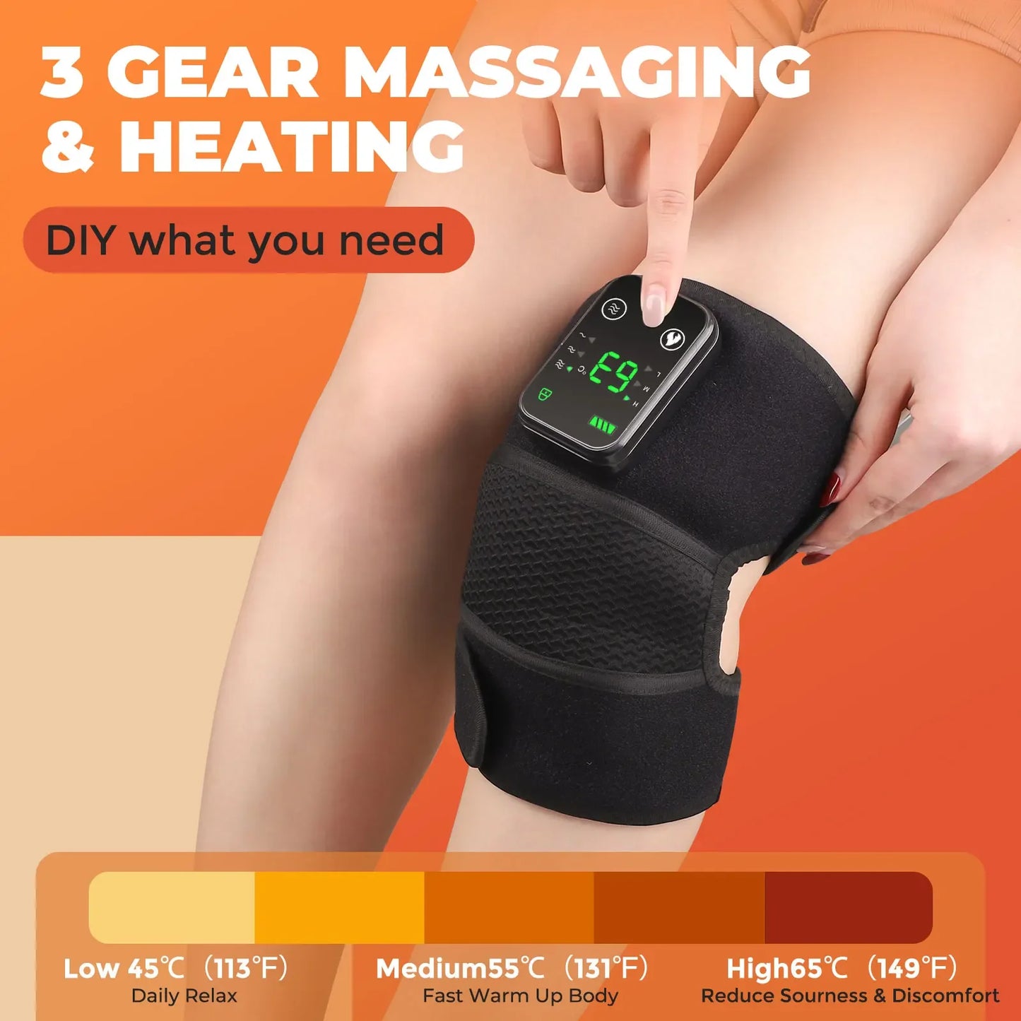 Electric Heated Vibration Knee Massage Physiotherapy Pad - 3-in-1 Massager for Shoulder and Elbow Pain Relief with Hot Compress