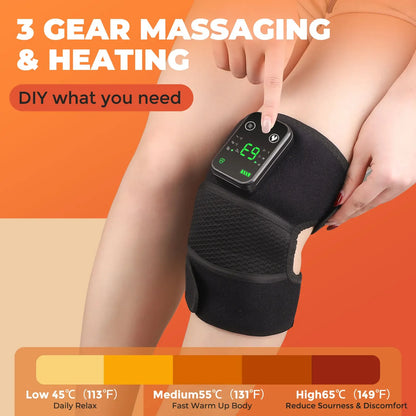 Electric Heated Vibration Knee Massage Physiotherapy Pad - 3-in-1 Massager for Shoulder and Elbow Pain Relief with Hot Compress
