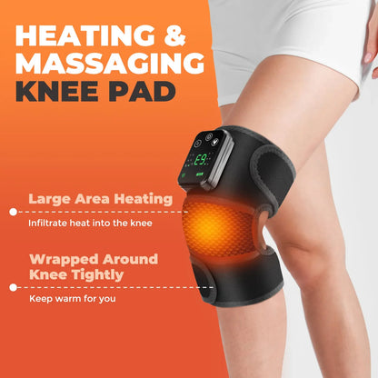Electric Heated Vibration Knee Massage Physiotherapy Pad - 3-in-1 Massager for Shoulder and Elbow Pain Relief with Hot Compress