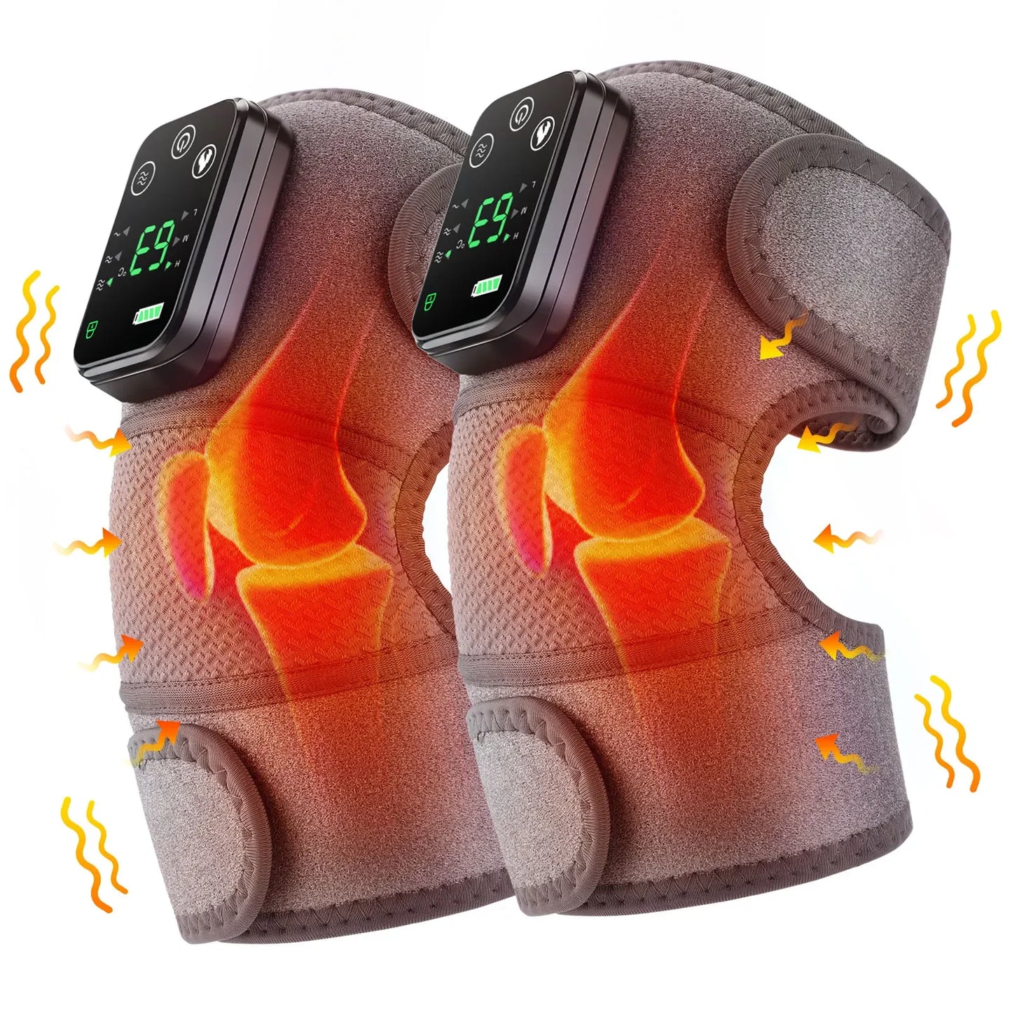 Electric Heated Vibration Knee Massage Physiotherapy Pad - 3-in-1 Massager for Shoulder and Elbow Pain Relief with Hot Compress